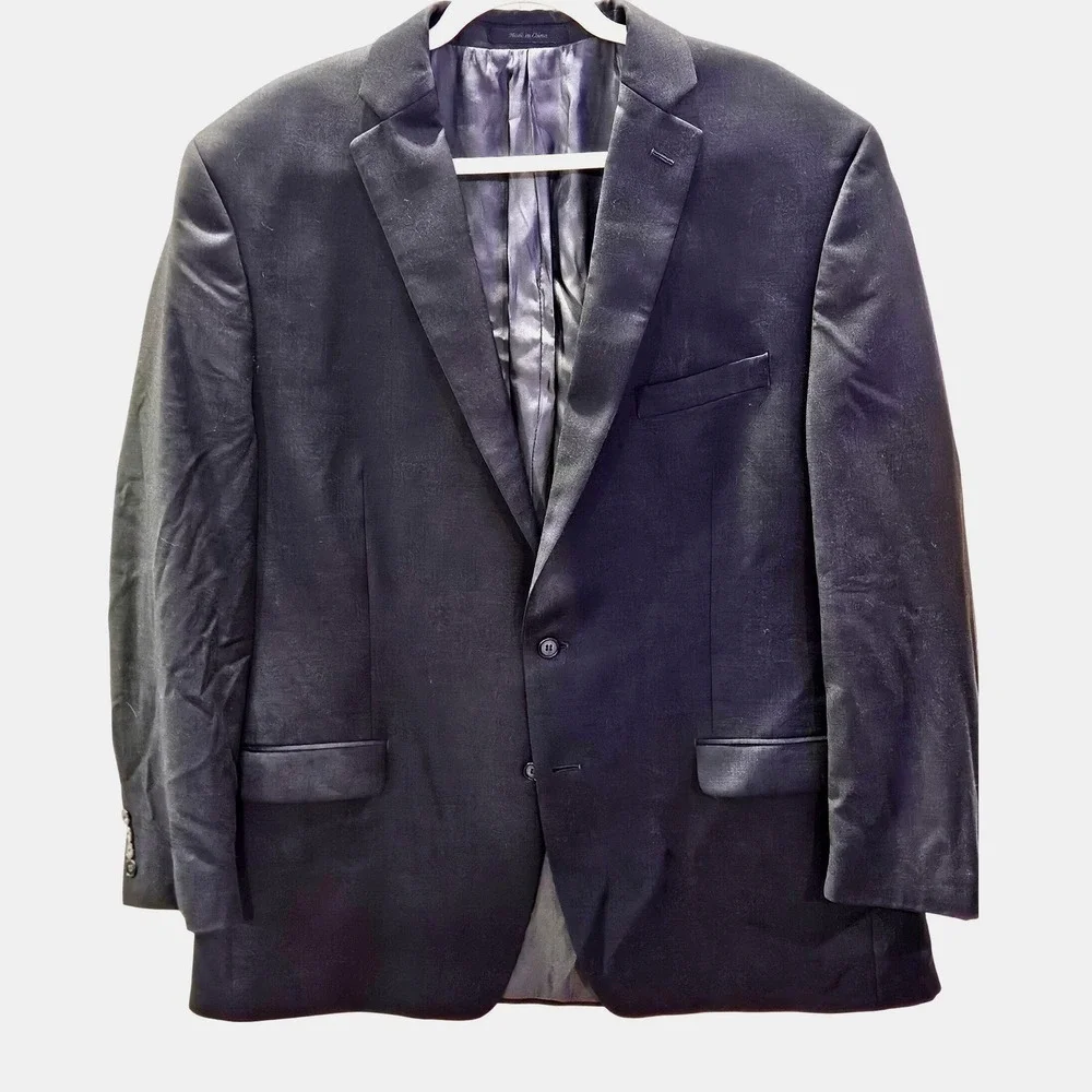 $450 Calvin‎ Klein Men's Dark Grey Slim Fit Stretch Sport Coat 100% Wool  h98